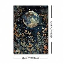 1/2pcs Unframed Boho Botanical Floral Moon Celestial Art Vintage Poster Dark Academia Moody Canvas Painting Print Minimalist Wall Picture For Dorm,Apartment,Bedroom,Living Room,Modern Home Decoration