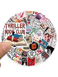 50pcs/Set Aesthetic Darkness Romance Thriller Books Stickers, DIY Decorative Decals For Luggage Notebook Laptop Water Bottle Guitar Phone Stationery Sticker - Multicolor - View 5