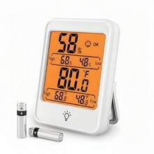 Termómetro Higrómetro Digital, Monitor Temperatura Humedad, Pantalla LCD Con Retroiluminación Y ° c/ ° F Cambiar, Termometro Digital Pared, Con Soporte, Registros Mínimos Y Máximos Para Hogar, Escuela - blanco - Ver 5