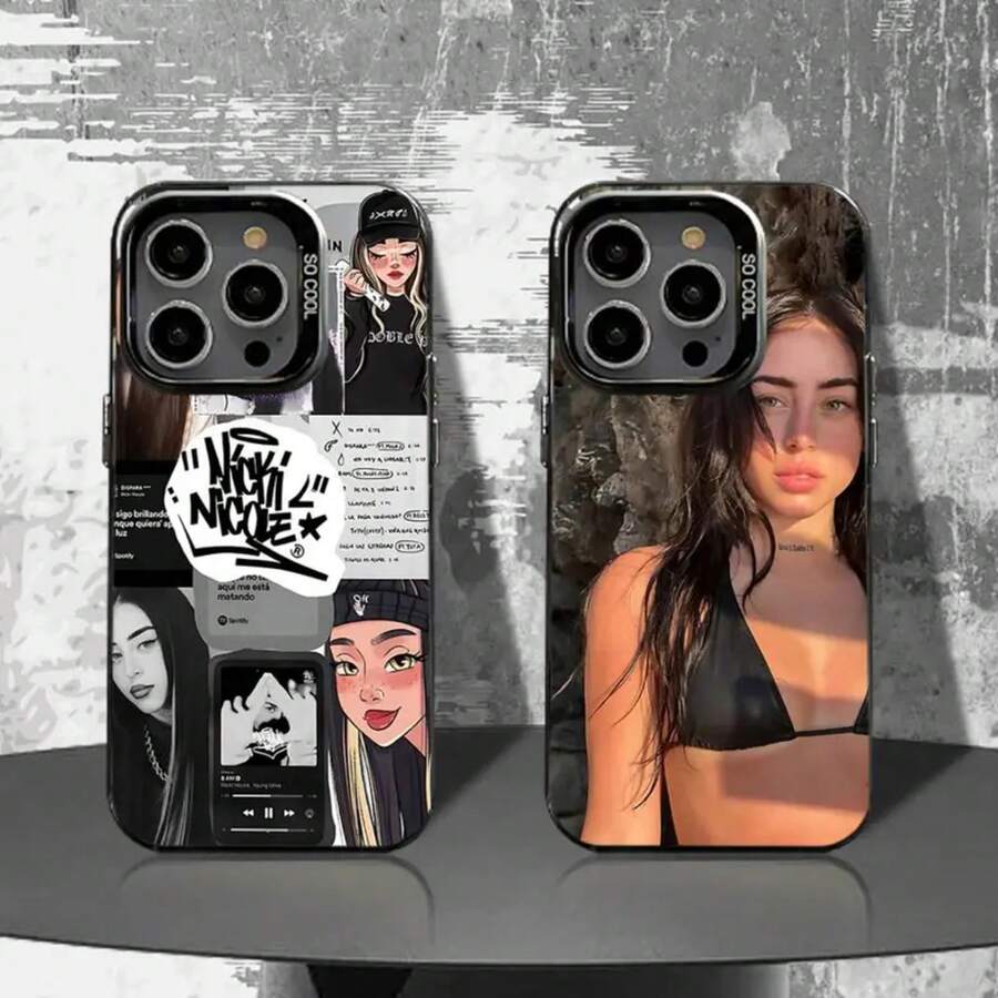 Funda de teléfono Nicki N-Nicole para 17,16,15,14,13,12,11,Pro,Plus,E, funda negra mate a prueba de golpes - Z4 - Ver 1