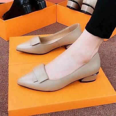 Plain Color Preppy Style Faux Leather Slip-On Flats For Women, Suitable For Gym, Spring & Autumn