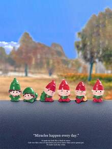 6 Stücke Figuren Weihnachtsdekoration DIY Zubehör Harz Tisch-/Autodekor Miniatur Büro Schreibtisch Ornamente