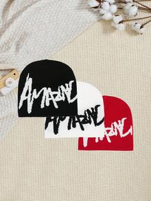 1 件/2 件 Y2K 图案无檐便帽，男女通用哥特式针织保暖休闲便帽，适合冬季户外，腈纶混纺，四季皆宜