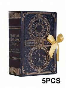 5pcs Creative Magic Book Shaped Gift Box, Wedding Candy Gift Box, Party Birthday Anniversary Candy & Chocolate Packaging Box, Suitable For Christmas Gifts - Multicolor - View 9