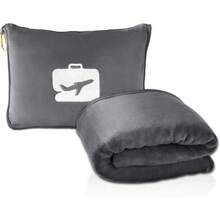 Travel Blanket And Pillow - Ultra-Soft, Compact & Lightweight, 65x40 Inches, With Carrying Bag, Luggage Cover & Backpack Clip For Airplane Comfort - 灰色 - 查看 12