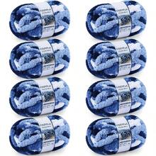 Chunky Yarn Hand Knitting - #10 Chunky Chenille Blanket Yarn, Jumbo Big Thick Chunky Yarns Crocheting, Tie Dye Bulky Knit Yarns, 8 Skein 25 Yds 8 Oz Each Skein SageKhaki - 8 件裝 + 多色藍白 - 查看 1
