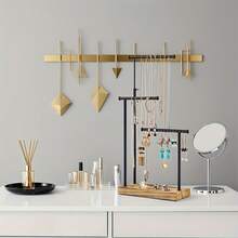 1pc Adjustable 3-Tier Jewelry Display Stand, Necklace Bracelet Earring Watch Organizer - (Black, White, Gold) Metal Frame With Round Wooden Shelves, Multi-Purpose Jewelry Tower, Modern Home Decor & Storage, Elegant Minimalist Design, Sturdy Structure - Perfect Decoration For Bedroom Jewelry Table, Best Gift For Girlfriend On Valentine's Day, Christmas, Mother's Day - Multicolor - View 11