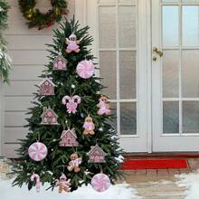 Gingerbread Tree Ornaments Creative Christmas Hanging Decoration For Home Office Party Celebration - Pink - View 1