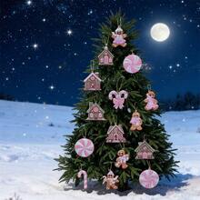 Gingerbread Tree Ornaments Creative Christmas Hanging Decoration For Home Office Party Celebration - Pink - View 6