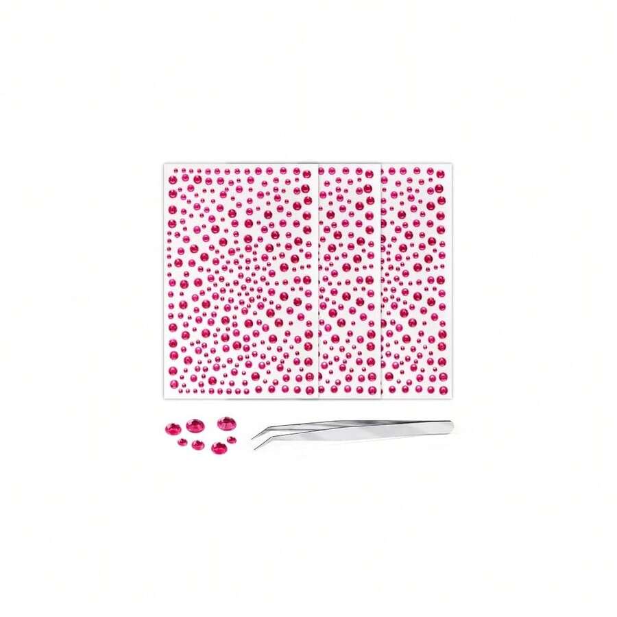 975Pcs Face Gems Hair Gems, Self-Adhesive Face Jewels Eye Jewels Rhinestones 3/4/5/6 Mm DIY Face Gems Stick On, Hair Body Rhinestones Gems Crystals Pearls For Face Makeup, Crafts (Gem_Rosered){Inchcolor_nameinch:Inchgem_roseredinch} - gem_rosered - 查看 1