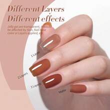 Jelly Burgundy Gel Nail Polish Sheer Milky Jelly Nude Brown Wine Red Gel Polish Crystal Transparent Gel Polish Set Fall Autumn Ember Jelly Series Nail Art Varnish Manicure Collection Gift{Inchcolor_nameinch:InchAutumnEmberinch} - 秋燼 - 查看 8