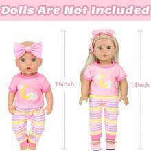 3 Sets 14-18 Inch Baby Doll Clothes Outfit 6-Piece Set Bundle - Includes Baby Dolls Outfits Dress Headband Tops And Pants Pajamas For 43cm New Born Baby Dolls - 彩色 - 查看 2