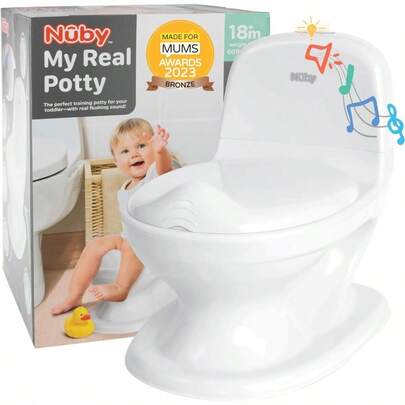 My Real Potty Training Toilet With LifeLike Flush Button And Sound For Toddlers And White
