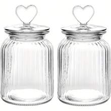 وعاء حلوى شفاف بشكل قلب 22 أونصة/32 أونصة/45 أونصة مع غطاء، وعاء تخزين زجاجي للبسكويت، وعاء زجاجي لديكور المطبخ