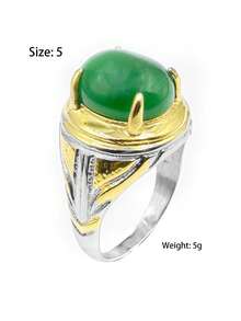 1 pieza Anillo vintage de acero inoxidable con piedra natural, anillo apilable para nudillos/medio dedo para mujeres/niñas, adecuado para uso diario, regalo para amante, amigo, familia, hermana, cumpleaños, graduación, fiesta, vacaciones