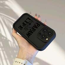 Funda de Teléfono Negra con Patrón de Puño 'PAPAW LIFE', Patrón de Dibujos Animados Creativo Personalizado de Alta , Nueva Funda Protectora de Teléfono con Escalera de Ojos de Cielo, Divertida y Única, Regalo de Moda Simple y Moderno para Hombres y Mujeres, Adecuada para iPhone 16 15 14 13 12 11 - Colores mixtos - Ver 9