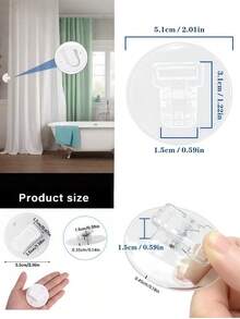 1/2/4pcs Shower Curtain Clips - Adhesive Hooks, Firm Grip, Anti-Slip & Wear-Resistant, Protect Curtain Fabric, Easy To Use, Essential Bathroom Accessory, Durable Curtain Holders - Multicolor - View 2