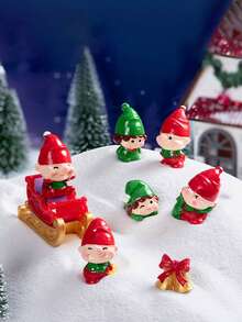 6 Stücke Figuren Weihnachtsdekoration DIY Zubehör Harz Tisch-/Autodekor Miniatur Büro Schreibtisch Ornamente