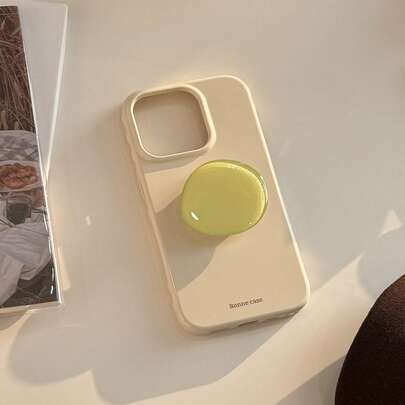 Ốp lưng điện thoại màu trắng trơn tối giản GUCADI 1 chiếc, họa tiết bưởi trắng & be, chữ nhỏ + chân đế đá ô liu xanh, tương thích với Apple 16/17 Pro Max, tương thích với iPhone 12/15/13, ốp lưng mềm tối giản cổ điển, quà tặng mùa xuân cho các bữa tiệc.