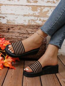 Black Linen Striped Brown