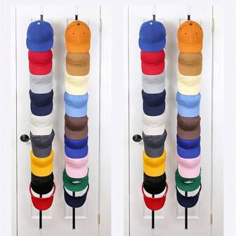 Door Hat Rack - A Storage Rack For Baseball Caps, Featuring Two-Way Hanging Caps With Display Hooks And Hangers, Capable Of Accommodating Up To 10 Adjustable Caps. It Serves As A Storage Area For Baseball Caps And Door Caps For Bedrooms, Entrances, Or Garage Doors