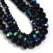 1 szt. półpowlekane czarne fasetowane szklane koraliki kryształowe 4 mm/6 mm/8 mm, modne klasyczne kolorowe ozdoby świąteczne do tworzenia biżuterii DIY do kolczyków/bransoletek/bransoletek na kostkę/naszyjników/dekoracji choinkowej/dekoracji świątecznych/dekoracji ślubnych/dekoracji okiennych/odzieży i akcesoriów torebkowych - Półgalwanizowany na czarno - Zobacz 8
