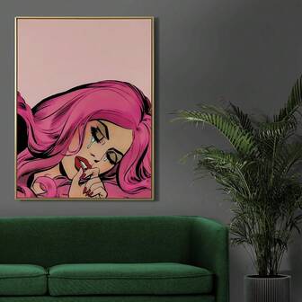 1pc Pink Pop Art _girl Crying_ Poster Print, Pop Art Poster, Fashion Wall Decor, Fashion Wall Art Poster, Vintage Poster, Graffiti Poster, Posters Canvas Painting Wall Arts Room Home Decoration Unframed