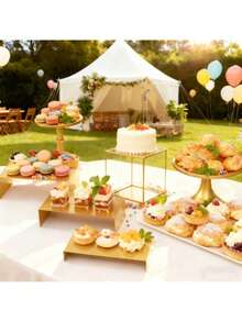 6PCS Cake Stand Set, Gold Metal Cake Stands For Party, Dessert Table Display Set, 3 Size Round Cake Pedestal Stand With Cupcake Risers Stands, Dessert Cake Holders For Weddings, Birthday, Baby Shower - Vàng - Xem 1