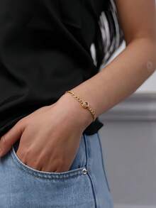 1 pieza Pulsera personalizada de cadena Figaro con proyección | Pulsera de foto de acero inoxidable con letra | Pulsera de foto personalizada minimalista | Regalo personalizado para el Día de San Valentín | Pulsera conmemorativa de foto | Regalo personalizado chapado | Pulsera de mujer minimalista con dije | Pulsera conmemorativa para seres queridos y amigos | Pulsera hecha a mano | Pulsera de foto | Regalo de boda, regalo de aniversario | Regalo de Navidad personalizado - Cadena Figaro 2 modelos - Ver 8