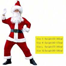 Conjunto de disfraz de Papá Noel, vestimenta navideña para hombres en fiestas y actividades temáticas de Navidad, solo ropa, sin botas - Color caoba - Ver 7