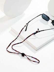 1 件波西米亚风复古波西米亚风彩虹格子佩斯利图案编织挂绳，多色可选，亚麻材质，配金属龙虾扣和硅胶环配件（不含眼镜） - 彩色 - 查看 5