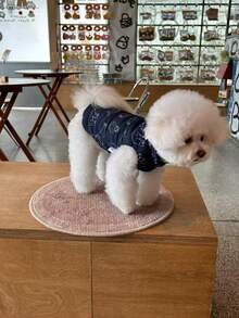 Roupa para animais de estimação, estampa azul fofa, casaco acolchoado para outono/inverno, jaqueta de plumas - para cães e gatos.