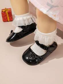 Elegant Mary Jane Princess Shoes For Baby Girls, Cute Bow Soft Bottom Comfortable Flat Shoes, Suitable For Parties, Festivals