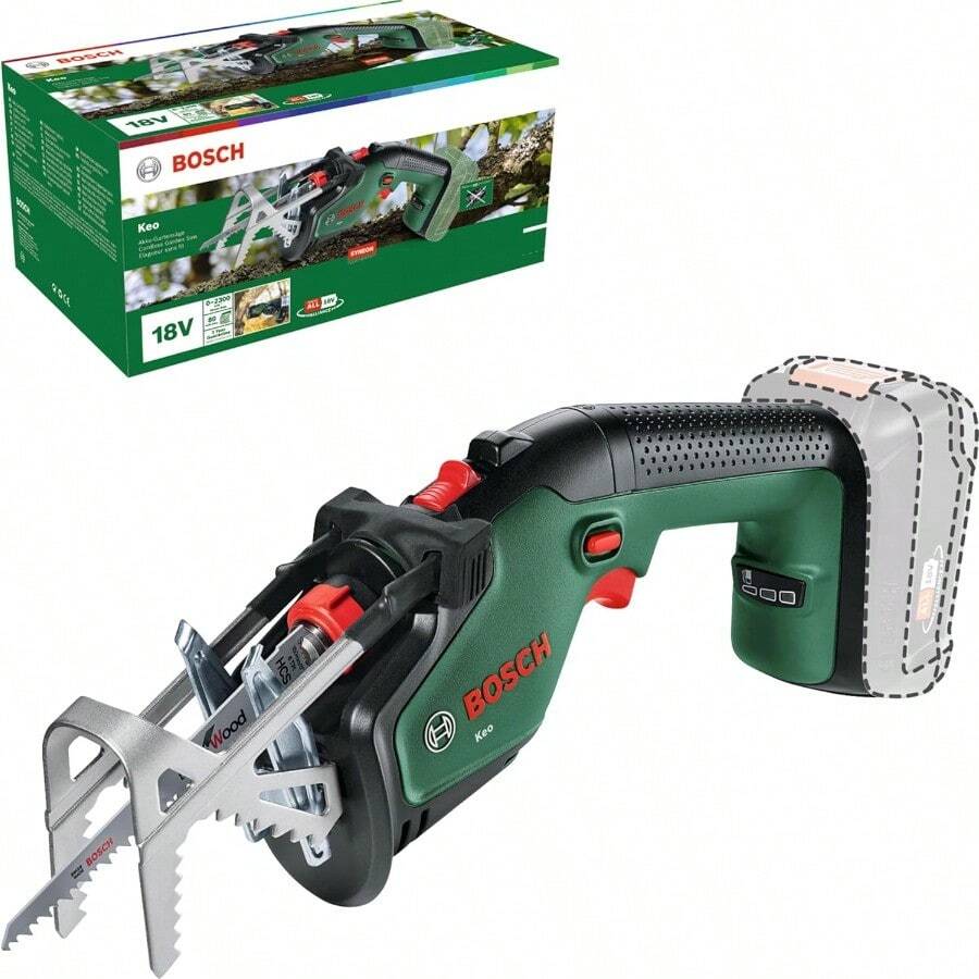 Bosch Home And Garden 18V Cordless Garden Pruning Saw Without Battery 1 X Swiss Precision Wood Blade Included Cutting Diameter 80 Mm KEO 18V . Made In Europe