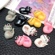 5/10pcs Cartoon Cute Cat Themed DIY Cream Glue Phone Charms, Necklace, Bracelet, And Earring Pendant Resin Accessories. - One Size - View 7