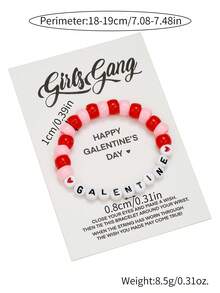 1pc Boho Style Colorful Beaded Letter Charm Elastic Bracelet, Suitable For Girls Daily Outfit, Party, Gift