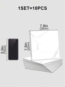 10片装3D亮面塑料大理石纹瓷砖墙贴 - 自粘可移除乙烯基墙贴，尺寸分别为5.9/7.8/11.8/15.7英寸，适用于厨房、浴室、客厅、家具翻新和特色墙 - 高品质时尚网格图案，轻松打造DIY家居装饰 - 彩色 - 查看 13