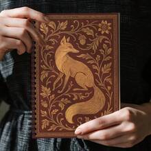 1 cuốn sổ xoắn ốc họa tiết cáo vàng và hoa phong cách Art Nouveau cổ điển - Bìa nâu thanh lịch, khổ A5 hoặc bỏ túi, nhật ký dành cho phụ nữ, ý tưởng quà tặng, bìa cứng bền - Nhiều màu - Xem 4