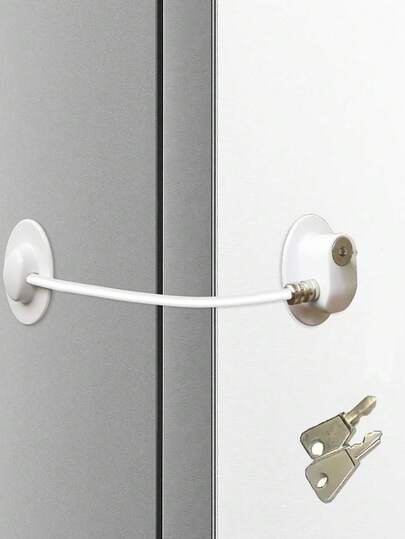 Cerradura para ventana/refrigerador, cerradura de refrigerador con 2 llaves, cerradura de , adhesiva, adecuada para cerraduras de gabinetes, cerraduras de refrigeradores y cerraduras de cajones, cerradura de para refrigeradores, gabinetes, cajones, congeladores y puertas - Blanco