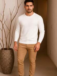 AMERICAN LONG SLEEVE T-SHIRT/BASIC T-SHIRT/RIBBED T-SHIRT - White - View 4