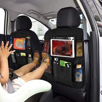 1pc Car Back Seat Storage Bag, Car Back Seat Organize, Muti-Pocket Oxford Fabric Seat Back Protectors, Large Capacity Multi- Functional Car Seat Back Organizer Bag, Car Organizer, Car Storage Storage Bag, Car Seat Back Organizer, Car Interior Accessories For Storage Of Tablet And Other Lten, Car Traveling Accessory