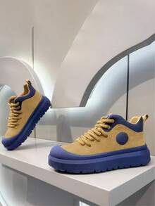 高帮男鞋，厚底，时尚休闲鞋，透气舒适轻便百搭运动鞋 - 藍色 - 查看 2