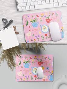 粉色蝴蝶结鼠标垫，可爱风格，学术时尚电脑桌垫，适用于笔记本电脑，防滑橡胶底座，办公配件，装饰性缝边桌垫 - 彩色 - 查看 6