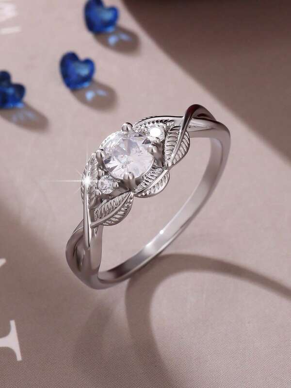 1pc Classic Round Synthetic Zirconia Wedding Ring - Glamorous & Unique Style - Women's Engagement & Wedding Band - Shiny, Fashionable, Eye-Catching - Suitable For Daily Wear - Perfect Gift For Women On Valentine's Day & Anniversary