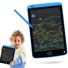 Pizarra digital infantil de 8.5 pulgadas con pantalla sensible al tacto, diseño portátil y lápiz incluido para dibujo y escritura educativa - Negro - Ver 2