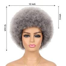 DAfro Puff Wigs For Black White Women Dark Roots Natural Looking Afro Curly Wigs For Daily Party Use Ombre Grey - 1BGREY - Xem 4