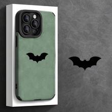 For IPhone 11, 12, 13, 14, 15, 16 Plus Pro Promax XSMAX XS/ X Faux Leather Patch Case, High-End Fashion, Bat Motif,Suitable For IPhone 17 Air - 灰色 - 查看 5