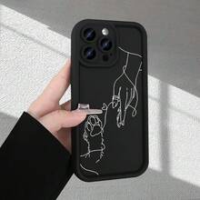 Funda de teléfono linda Funda de teléfono: Funda de teléfono con arte lineal de interacción de mano y pata de animal, textura de escalera de ojo celestial, acabado mate premium, diseño moderno y popular. Compatible con iPhone 16/15/14/13/12/11/X/XR/XS/8/7/SE//Plus/Pro/Max. Regalo ideal para novio, funda de teléfono de protección de grado militar, duradera, a prueba de golpes y antiarañazos. - 1 pieza - Ver 7