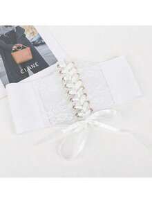 1 europäischer und amerikanischer modischer elastischer Bund für Frauen, hochwertiger und vielseitiger dekorativer Gürtel, schwarzer Bund, außen getragen Lolita-Bund Frauen Korsettgürtel für Kleider, Taillenformer zur Taillenschlankung und Bauchkontrolle Halloween Kostüm