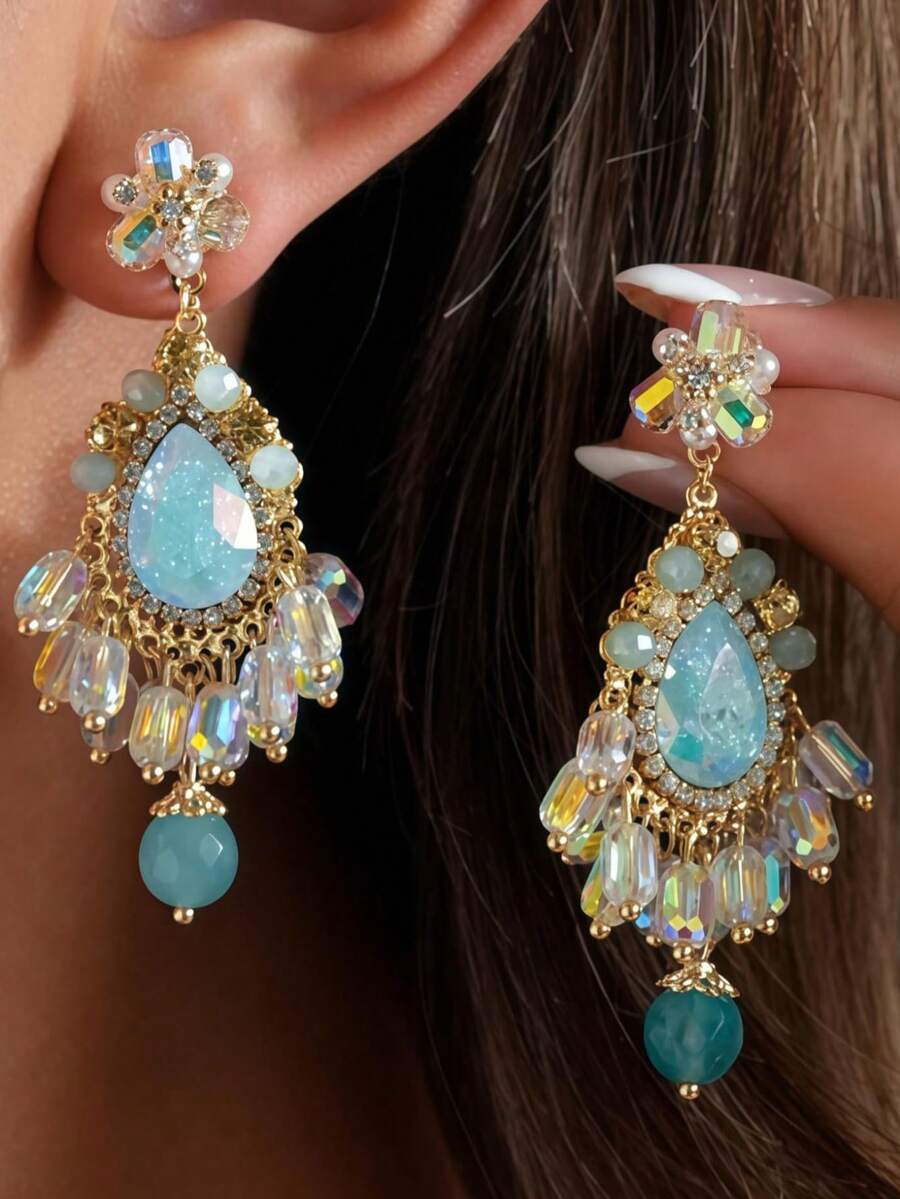 Hoa tai tua rua sang trọng mới, hoa tai dài, hoa tai độc đáo thời trang